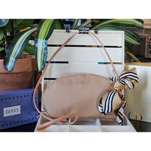Burberry Tan Zip Clutch w/Crossbody Strap and Twilly Added NWOT